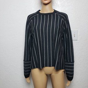 J Crew 100% Merino Wool Contrasting Black and White Stripes Sweater Small